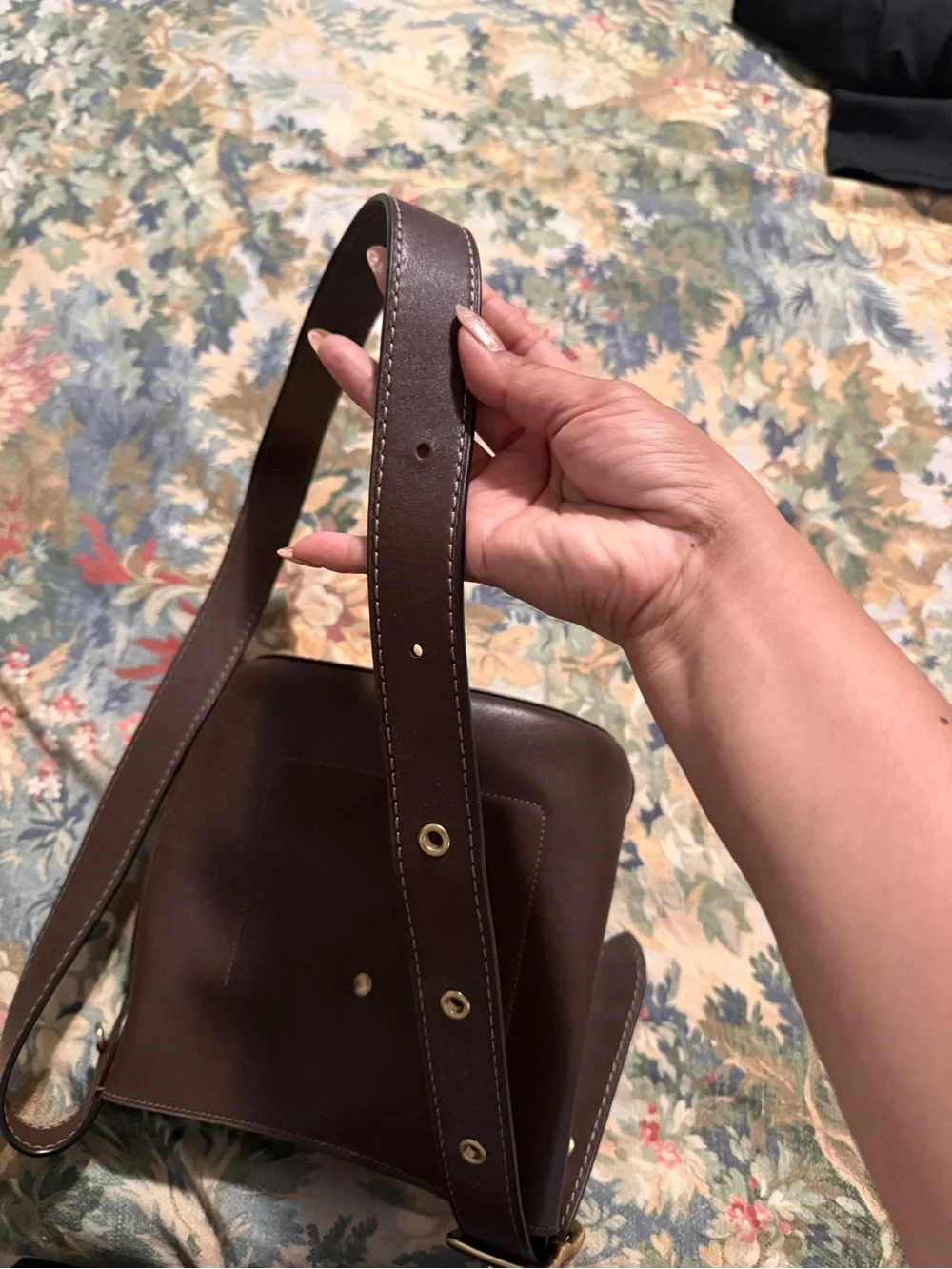 Coach Dark Brown Leather Crossbody Bag with Gold Hardware